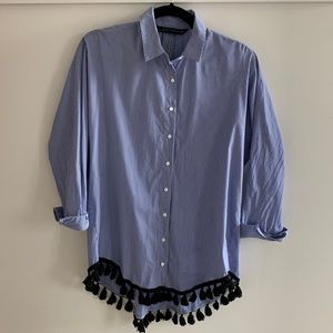 Zara - Pinstriped Button Down w/ darling hem